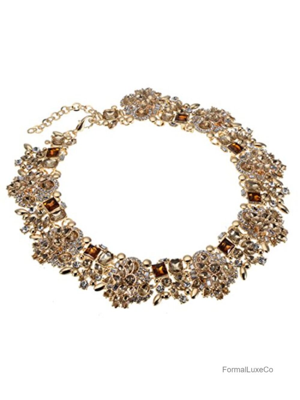 Vintage Crystal Pearl Choker Necklace Bohemian Bling Tassel Statement Jewelry